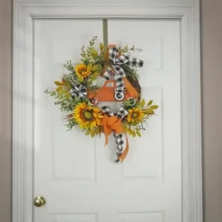 Wreaths-Kirkland's Home Country Car And Sunflowers Harvest Wreath Orange/Green