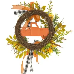 Wreaths-Kirkland's Home Country Car And Sunflowers Harvest Wreath Orange/Green