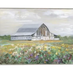 Canvas Art-Kirkland's Home Country Fields Framed Canvas Art Print Gray/Green