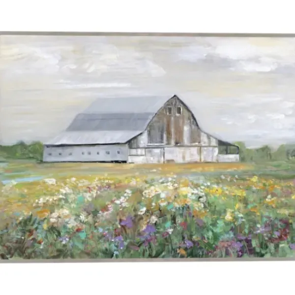 Canvas Art-Kirkland's Home Country Fields Framed Canvas Art Print Gray/Green