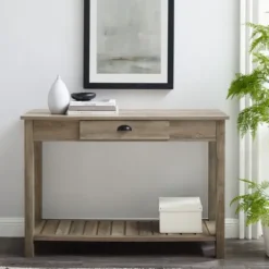 Console Tables-Kirkland's Home Country Style Washed Console Table Gray