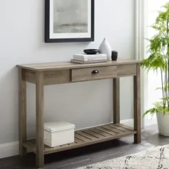 Console Tables-Kirkland's Home Country Style Washed Console Table Gray