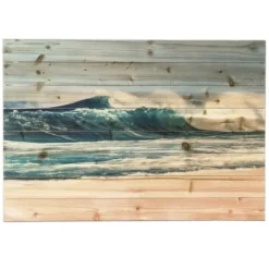 Wall Plaques-Kirkland's Home Crashing Waves Wood Wall Plaque Blue