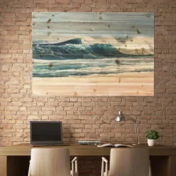 Wall Plaques-Kirkland's Home Crashing Waves Wood Wall Plaque Blue