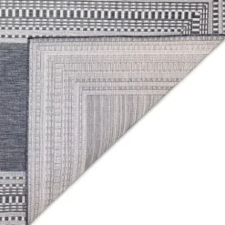 Outdoor Rugs-Kirkland's Home Cream And Blue Geo Indoor/Outdoor Area Rug, 7X9 White/Blue