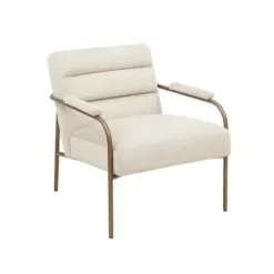 Accent Chairs-Kirkland's Home Cream And Gold Channeled Accent Chair Ivory