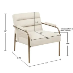 Accent Chairs-Kirkland's Home Cream And Gold Channeled Accent Chair Ivory