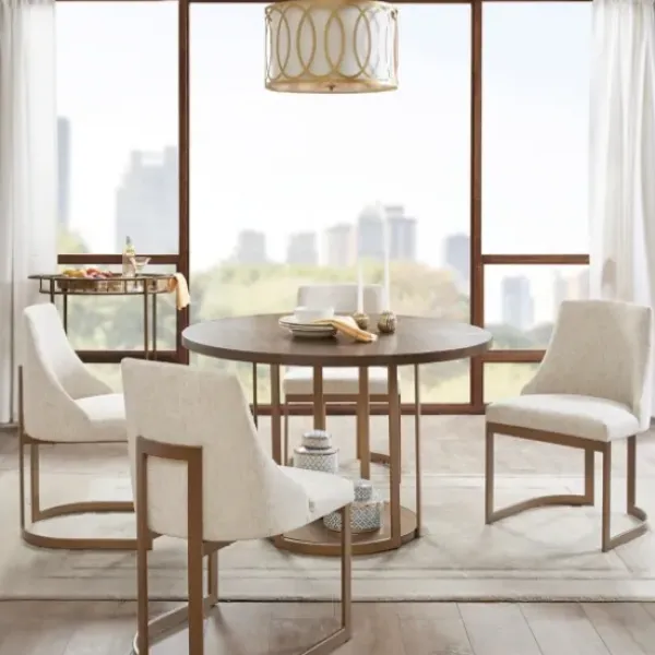 Dining Chairs-Kirkland's Home Cream And Gold Modern Dining Chairs, Set Of 2 Tan