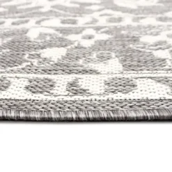 Outdoor Rugs-Kirkland's Home Cream And Gray Miriam Striped Outdoor Rug, 8X10 Gray/Ivory