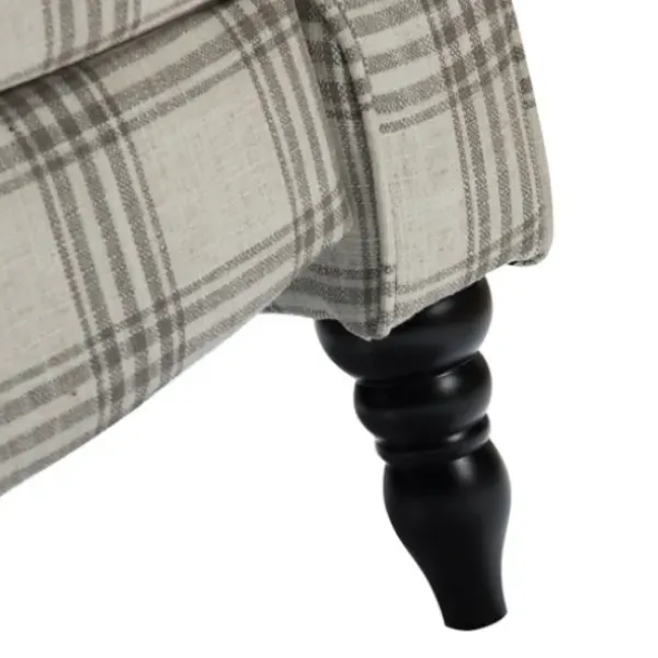 Accent Chairs-Kirkland's Home Cream And Gray Plaid Traditional Recliner Gray/White