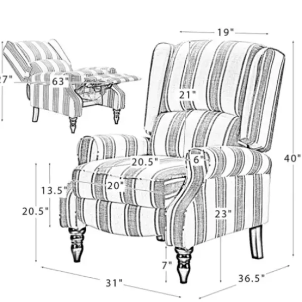 Accent Chairs-Kirkland's Home Cream And Gray Plaid Traditional Recliner Gray/White