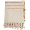 Blankets & Throws-Kirkland's Home Cream And Orange Striped Throw Blanket Ivory/Orange