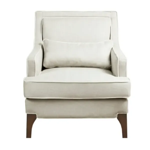 Accent Chairs-Kirkland's Home Cream And White Contrast Welting Accent Chair Ivory