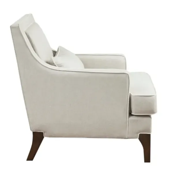 Accent Chairs-Kirkland's Home Cream And White Contrast Welting Accent Chair Ivory