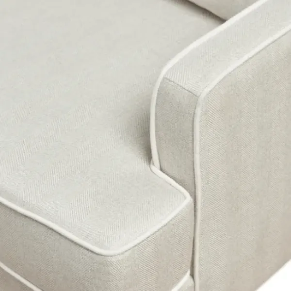 Accent Chairs-Kirkland's Home Cream And White Contrast Welting Accent Chair Ivory