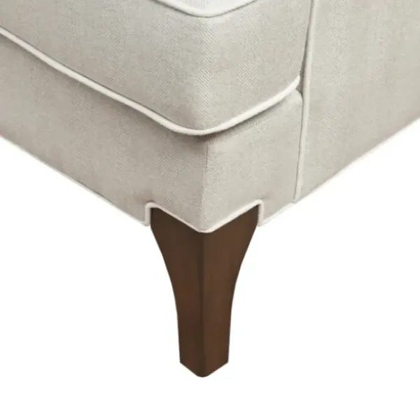 Accent Chairs-Kirkland's Home Cream And White Contrast Welting Accent Chair Ivory