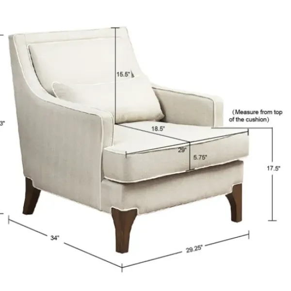 Accent Chairs-Kirkland's Home Cream And White Contrast Welting Accent Chair Ivory