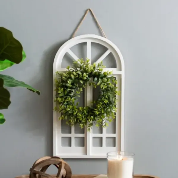 Wall Plaques-Kirkland's Home Cream Arch With Wreath White/Green