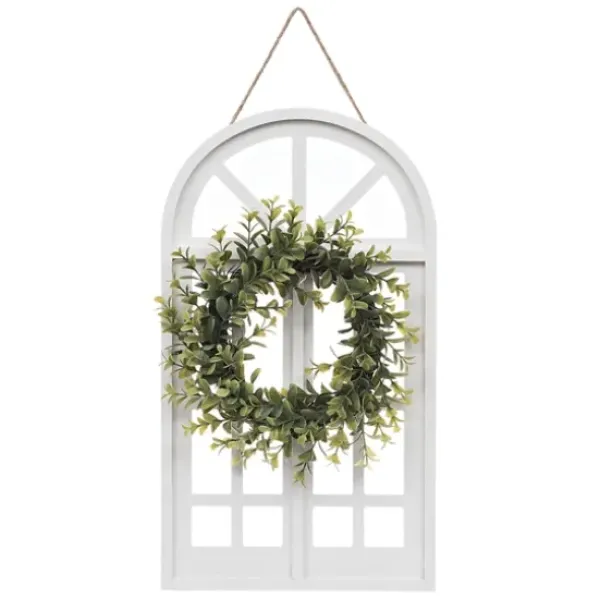 Wall Plaques-Kirkland's Home Cream Arch With Wreath White/Green