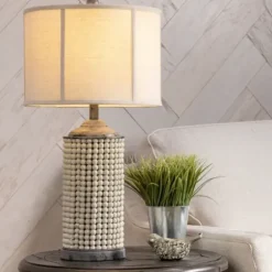 Table Lamps-Kirkland's Home Cream Beaded Table Lamp Tan