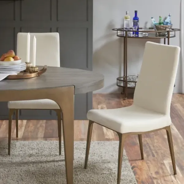 Dining Chairs-Kirkland's Home Cream Bronze Metal Base Dining Chairs, Set Of 2 Ivory