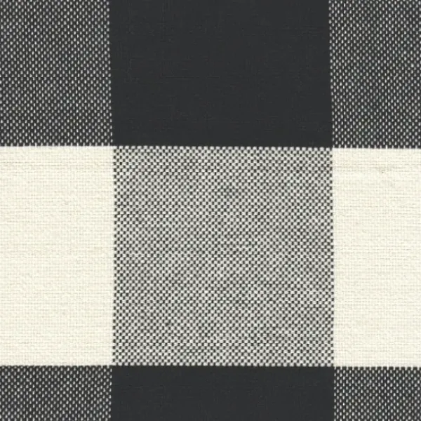 Benches & Ottomans-Kirkland's Home Cream Buffalo Plaid Upholstered Storage Ottoman Black/White