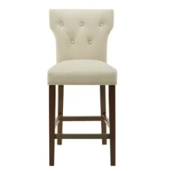 Bar Stools & Counter Height Stools-Kirkland's Home Cream Button Tufted Back Counter Stool Ivory