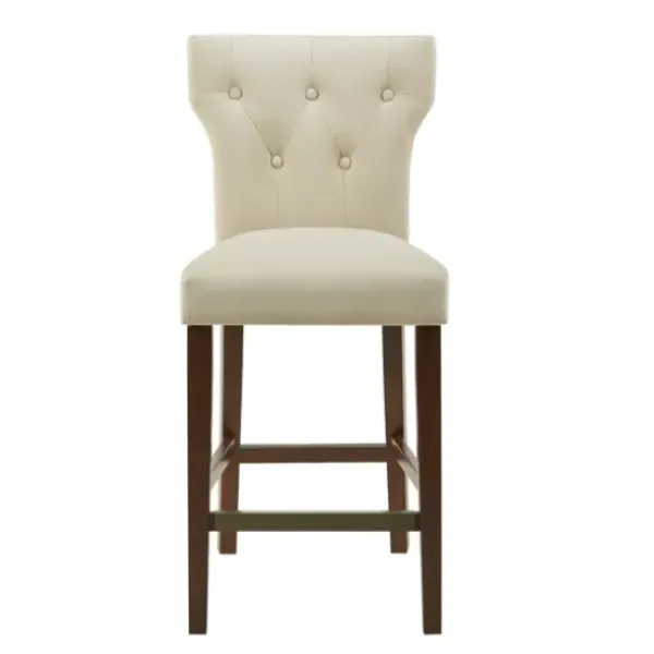 Bar Stools & Counter Height Stools-Kirkland's Home Cream Button Tufted Back Counter Stool Ivory