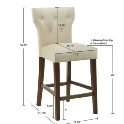 Bar Stools & Counter Height Stools-Kirkland's Home Cream Button Tufted Back Counter Stool Ivory