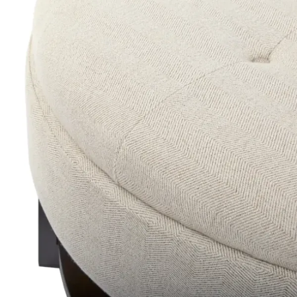 Benches & Ottomans-Kirkland's Home Cream Button Tufted Storage Ottoman Ivory