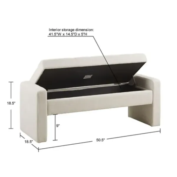 Benches & Ottomans-Kirkland's Home Cream Button Tufted Upholstered Storage Bench Ivory