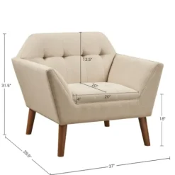 Accent Chairs-Kirkland's Home Cream Button Tufted Upholstered Accent Chair Tan
