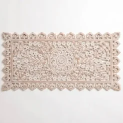 Wall Plaques-Kirkland's Home Cream Carved Wooden Wall Plaque White