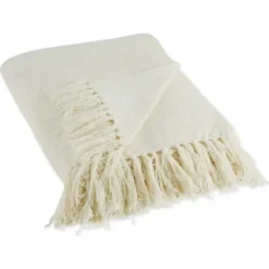 Blankets & Throws-Kirkland's Home Cream Chenille Fringe Throw Ivory