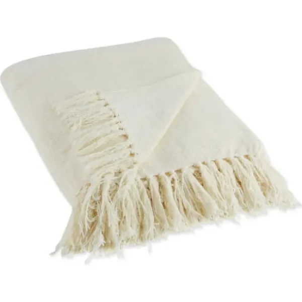 Blankets & Throws-Kirkland's Home Cream Chenille Fringe Throw Ivory