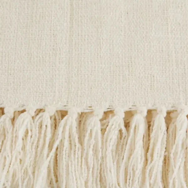 Blankets & Throws-Kirkland's Home Cream Chenille Fringe Throw Ivory