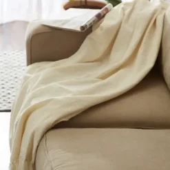 Blankets & Throws-Kirkland's Home Cream Chenille Fringe Throw Ivory