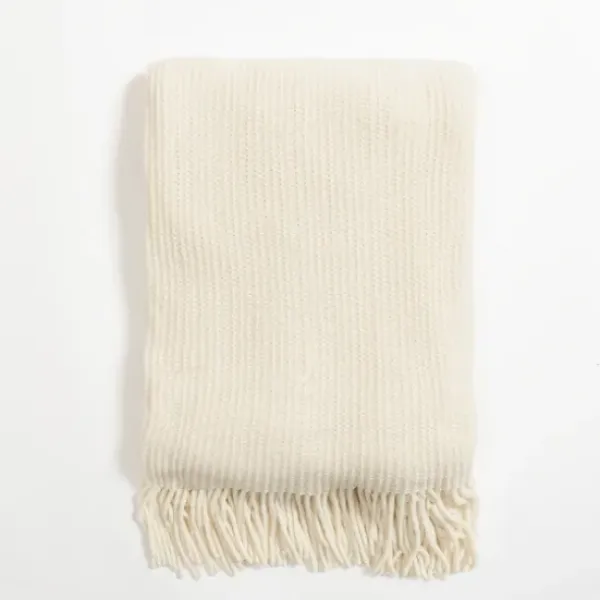 Blankets & Throws-Kirkland's Home Cream Chenille Ribbed Throw Ivory