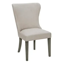 Dining Chairs-Kirkland's Home Cream Curved Back Upholstered Dining Chair Ivory
