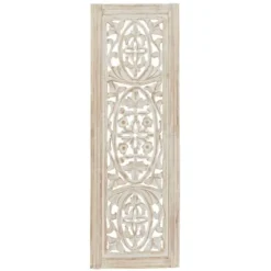 Wall Plaques-Kirkland's Home Cream Distressed Carved Floral Wall Plaque Tan/White