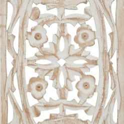 Wall Plaques-Kirkland's Home Cream Distressed Carved Floral Wall Plaque Tan/White