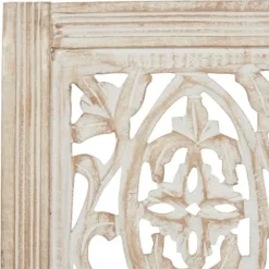 Wall Plaques-Kirkland's Home Cream Distressed Carved Floral Wall Plaque Tan/White