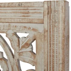 Wall Plaques-Kirkland's Home Cream Distressed Carved Floral Wall Plaque Tan/White