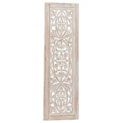 Wall Plaques-Kirkland's Home Cream Distressed Carved Floral Wall Plaque Tan/White
