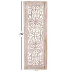 Wall Plaques-Kirkland's Home Cream Distressed Carved Floral Wall Plaque Tan/White