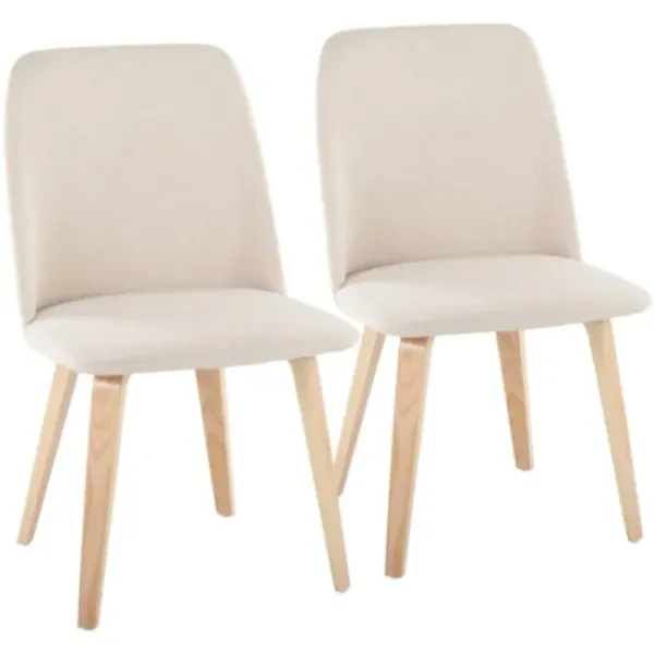 Dining Chairs-Kirkland's Home Cream Faux Leather Wood Dining Chairs, Set Of 2 White
