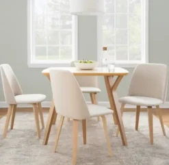 Dining Chairs-Kirkland's Home Cream Faux Leather Wood Dining Chairs, Set Of 2 White