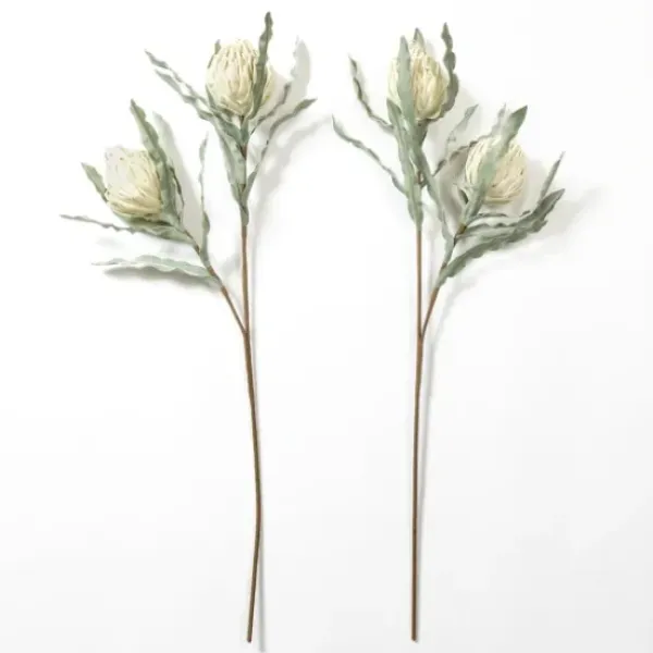 Stems & Bouquets-Kirkland's Home Cream Foam Protea Stem Ivory/Green