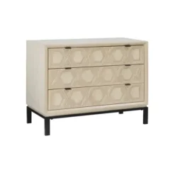Cabinets & Sideboards-Kirkland's Home Cream Geometric Overlay Chest