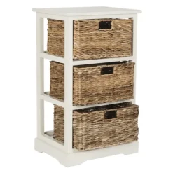 Accent & End Tables-Kirkland's Home Cream Hailey Wicker Basket Storage Accent Table Ivory